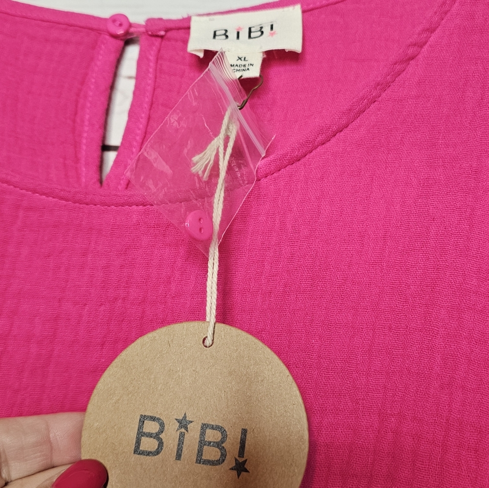 BiBi Pink Ruffle Sleeve Gauze Top - Picture 8 of 11